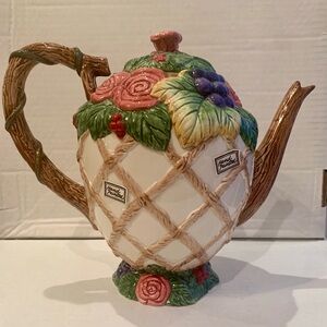 Teapot & Lid Rose Garland by Fitz & Floyd in Original Box NWT